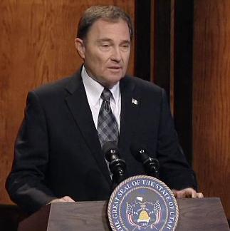Governor Herbert at his KUED Monthly News Conference.