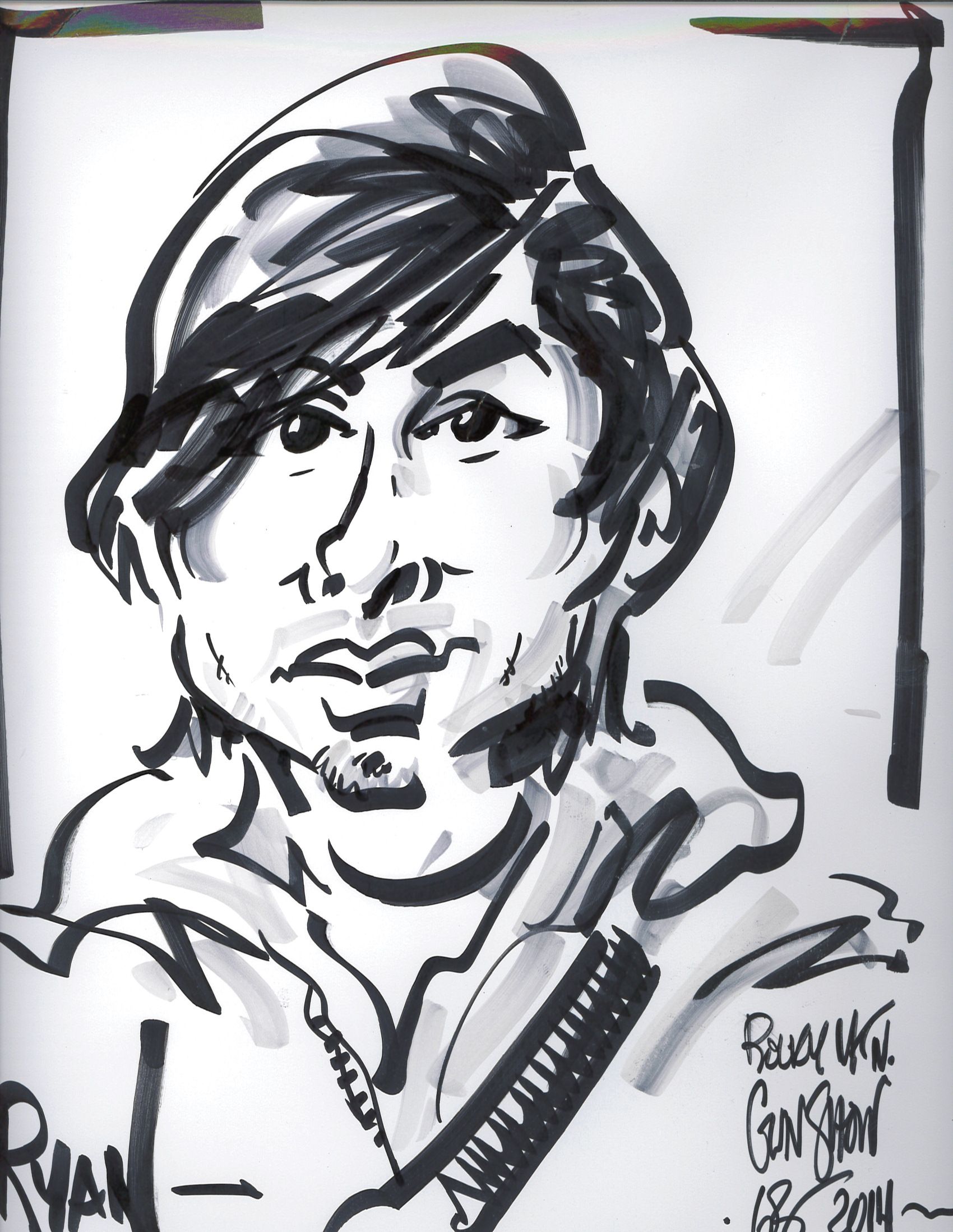 Caricaturist Greg Brown's rendition of KCPW reporter Ryan Cunningham, drawn at the Rocky Mountain Gun Show.
