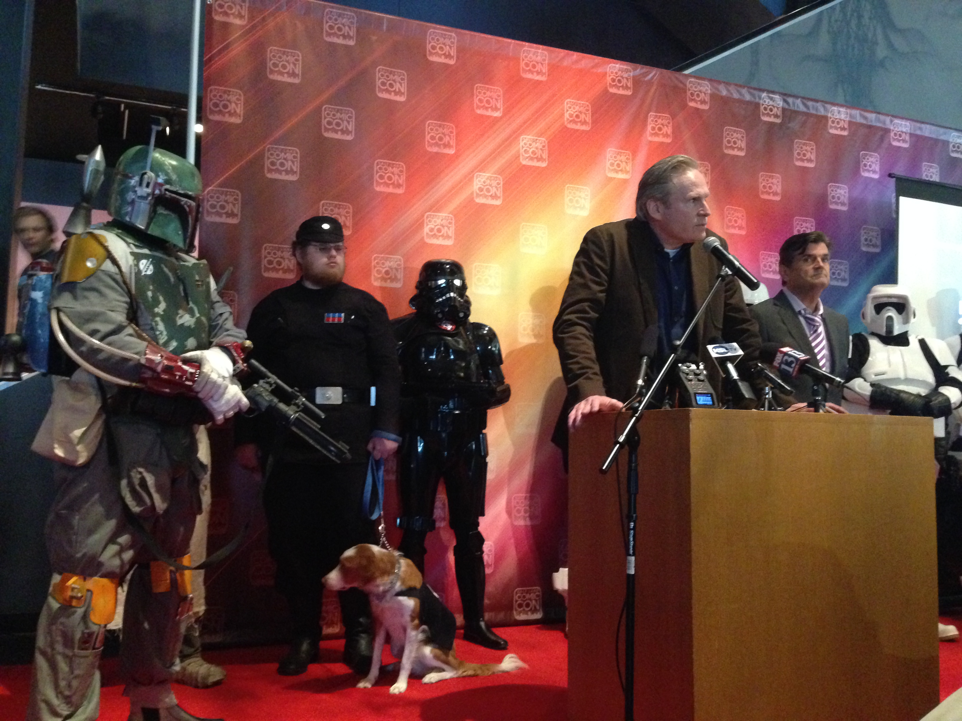 Salt Lake Comic Con co-founder Dan Farr addresses fans and the media at a press conference on May 13, 2014.