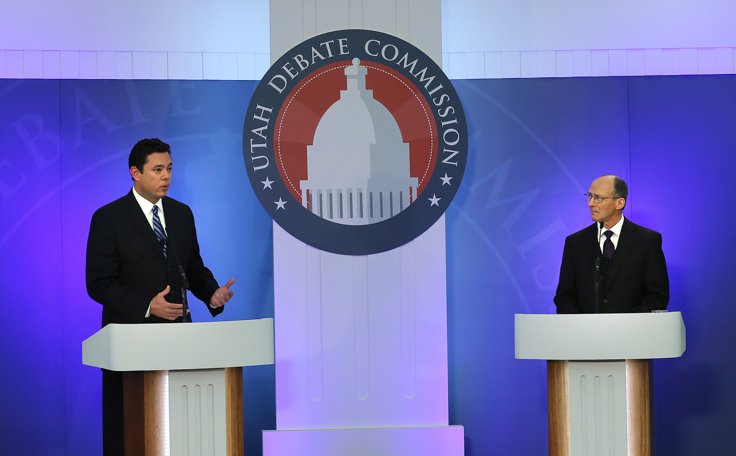 Rep. Jason Chaffetz and his Democratic challenger Brian Wonnacott   debate for the 3rd Congressional District  election at Utah Valley University Tuesday, Oct. 7, 2014, in Orem. (Credit: Tom Smart, Deseret News)