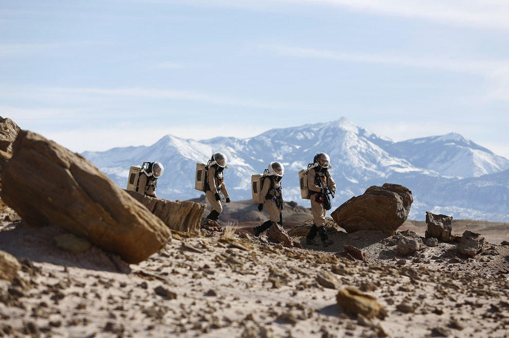 Volunteers practice for life on Mars at the Mars Desert Research Station in Utah. 