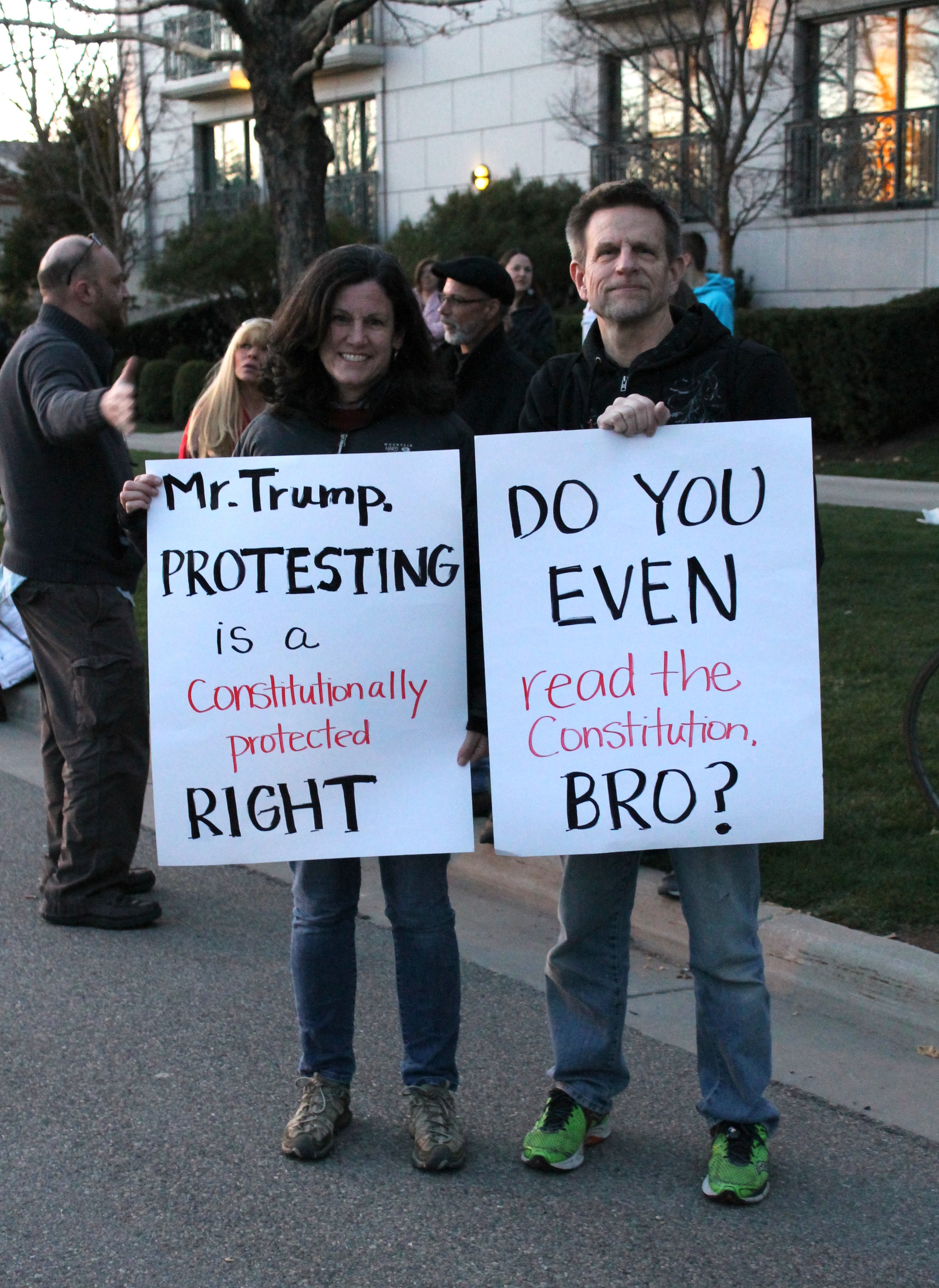 Protestors at a rally against GOP Presidential Candidate Donald Trump. (Roger McDonough, KCPW)